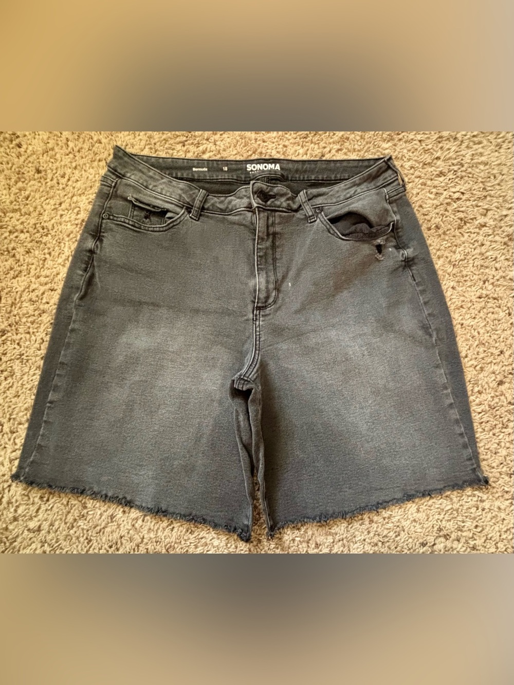 Sonoma Black Frayed Hem Denim Shorts Size 18